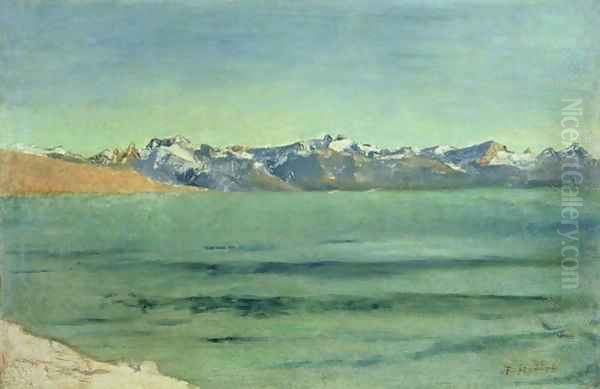 Sunrise Over Mont Blanc 1890 Oil Painting by Ferdinand Hodler