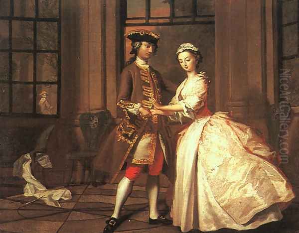 Pamela and Mr. B in the Summer House 1744 Oil Painting by Joseph Highmore