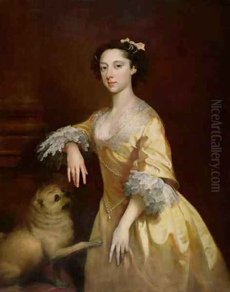 Lady with a Pug Dog Oil Painting by Joseph Highmore