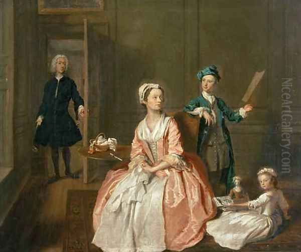 Conversation Piece probably of the artists family Oil Painting by Joseph Highmore