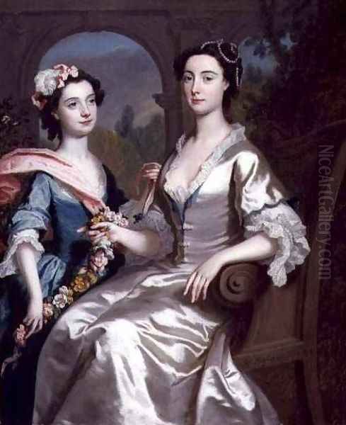 Mrs Elizabeth Birch and Her Daughter Oil Painting by Joseph Highmore