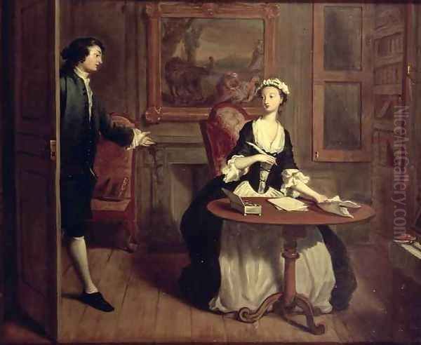 Mr B finds Pamela writing illustration from Richardsons Pamela Oil Painting by Joseph Highmore