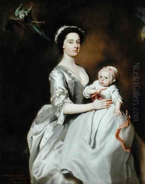 Mrs Sharpe and Child Oil Painting by Joseph Highmore