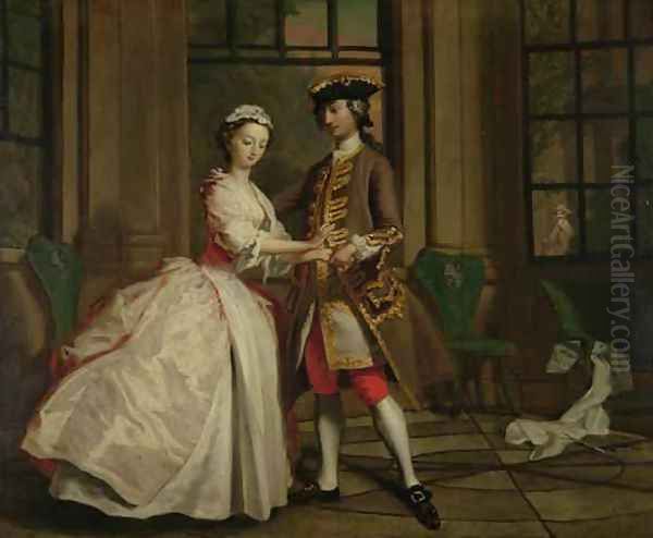 Pamela and Mr B in the Summerhouse from Pamela or Virtue Rewarded Oil Painting by Joseph Highmore