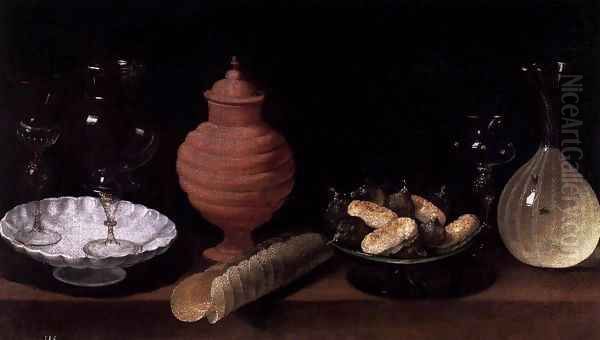 Still-Life of Glass, Pottery, and Sweets Oil Painting by Juan Van Der Hamen