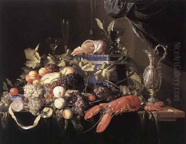 Still-Life with Fruit and Lobster 1648-49 Oil Painting by Jan Davidsz. De Heem