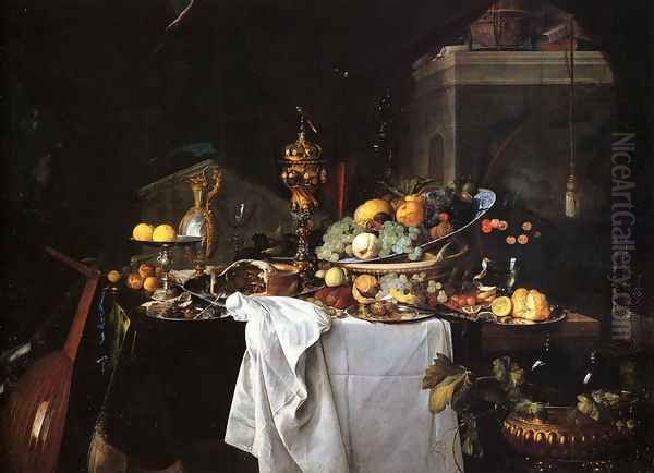 Still Life Of Dessert Oil Painting by Jan Davidsz. De Heem