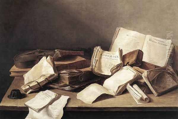 Still-Life of Books 1628 Oil Painting by Jan Davidsz. De Heem