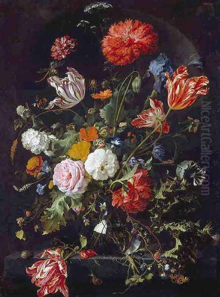 Flower Piece Oil Painting by Jan Davidsz. De Heem