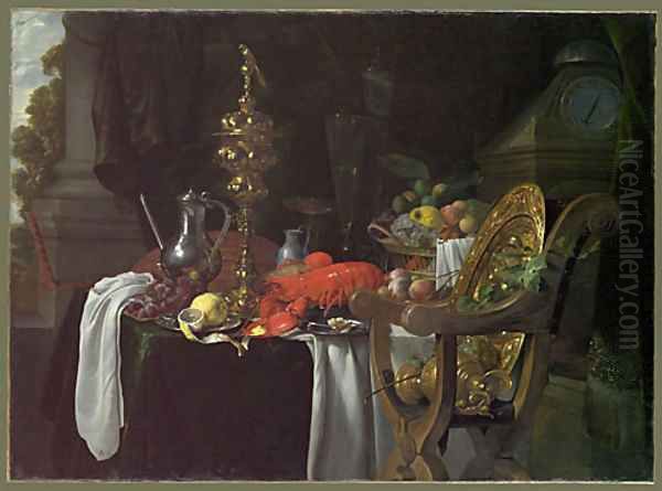 Still Life A Banqueting Scene 1670s Oil Painting by Jan Davidsz. De Heem