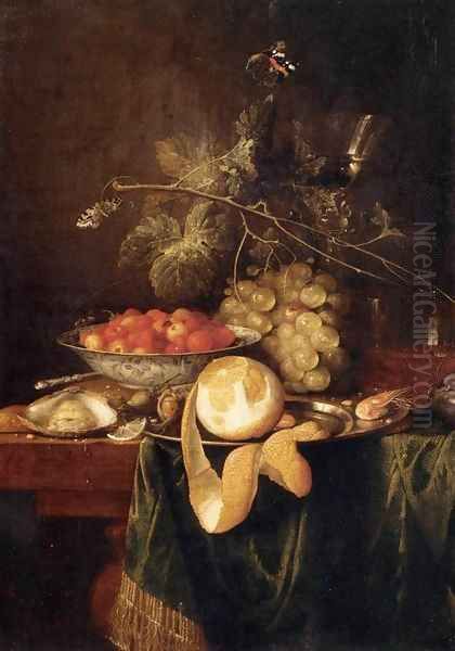 Still-Life with a Peeled Lemon Oil Painting by Jan Davidsz. De Heem