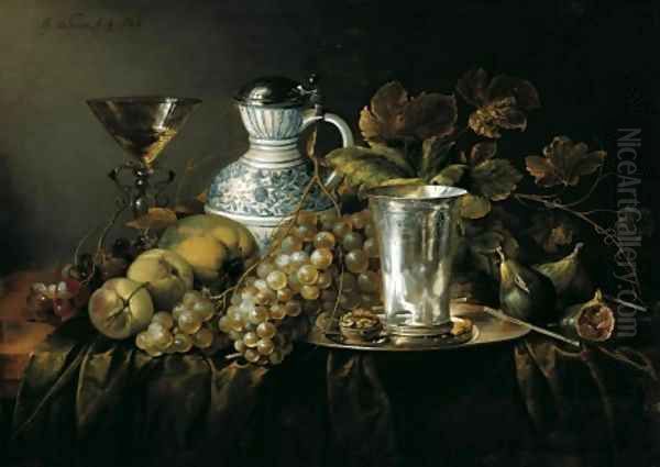 Fruit Still Life with a Silver Beaker 1648 2 Oil Painting by Jan Davidsz. De Heem