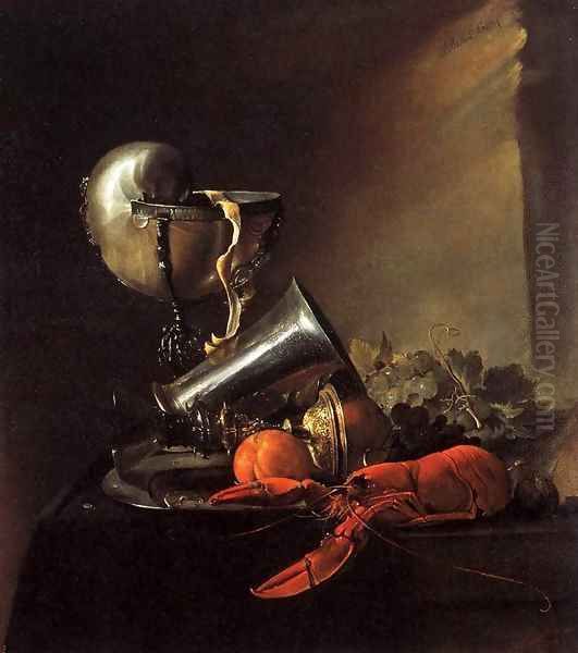 Still-Life with Lobster and Nautilus Cup Oil Painting by Jan Davidsz. De Heem