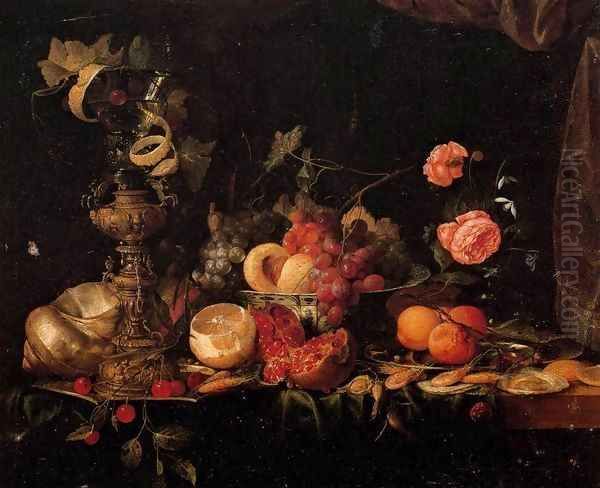 Still-Life with Flowers and Fruit Oil Painting by Jan Davidsz. De Heem