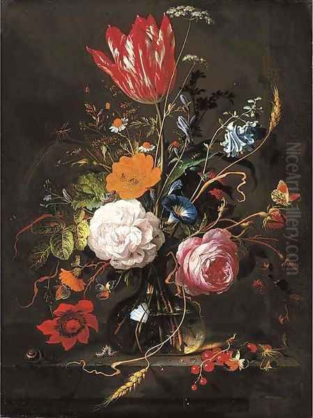 Roses Oil Painting by Jan Davidsz. De Heem