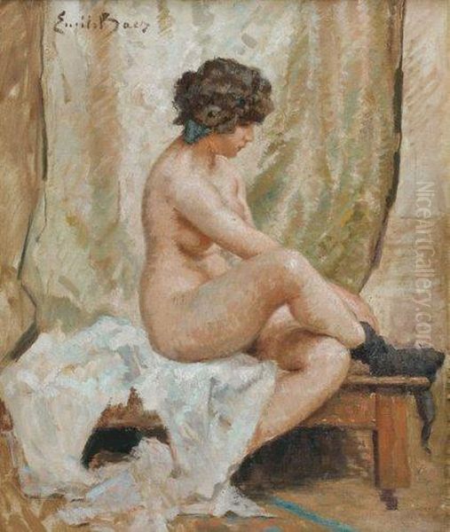 Modele Au Bas Noir Oil Painting by Emile Baes