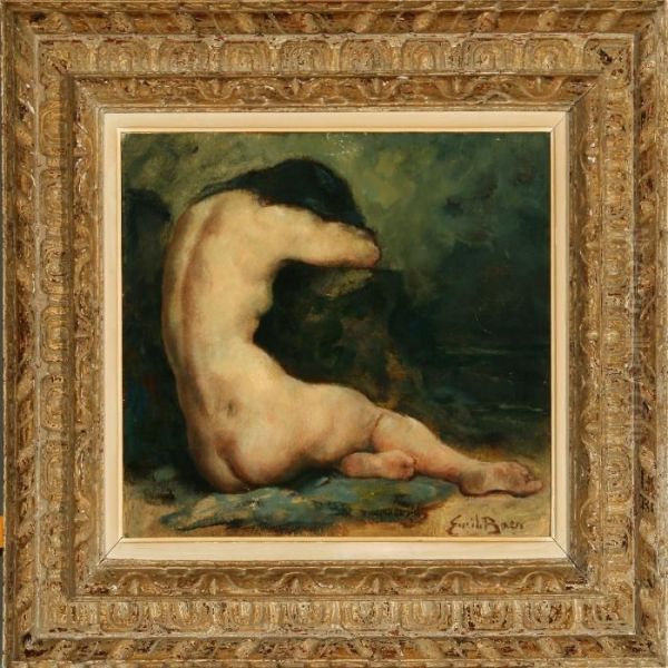 A Nude Female Model Oil Painting by Emile Baes