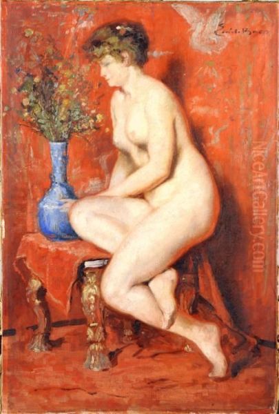 Femme Dans Un Interieur Rouge Oil Painting by Emile Baes