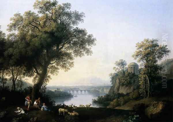 Landscape with River 1778 Oil Painting by Jacob Philipp Hackert