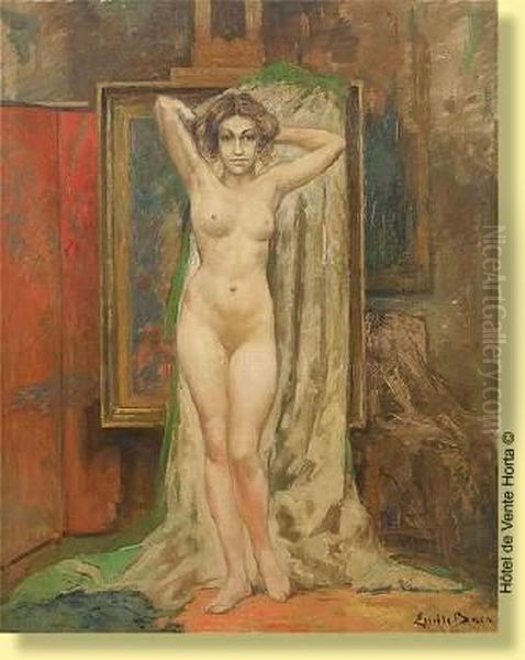 Jeunefille Nue Dans L'atelier Oil Painting by Emile Baes