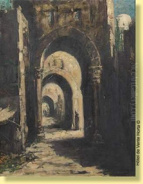 Ruelle Orientale Animee Oil Painting by Emile Baes