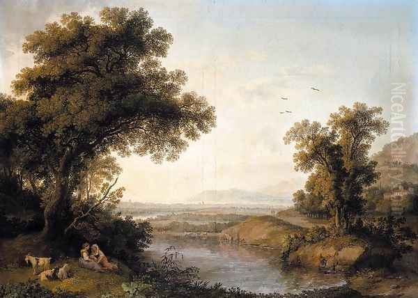 Italianate Landscape 1778 Oil Painting by Jacob Philipp Hackert