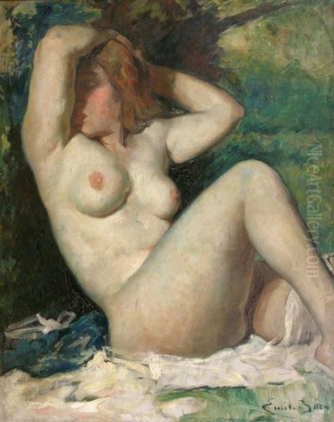 Femme Nueassise Oil Painting by Emile Baes