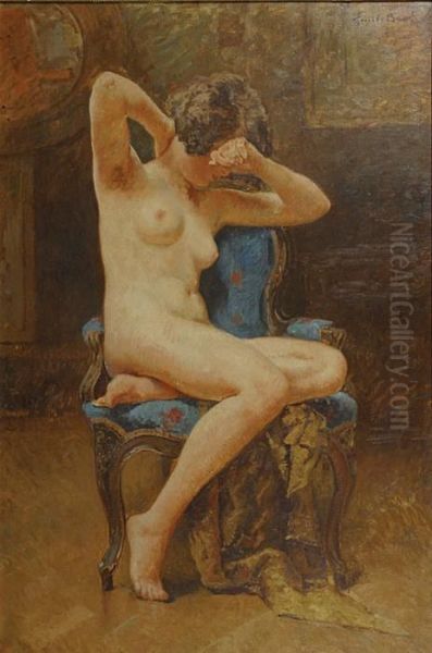 Zittend Naakt. Oil Painting by Emile Baes