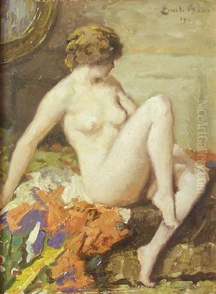 The Artist's Model Oil Painting by Emile Baes