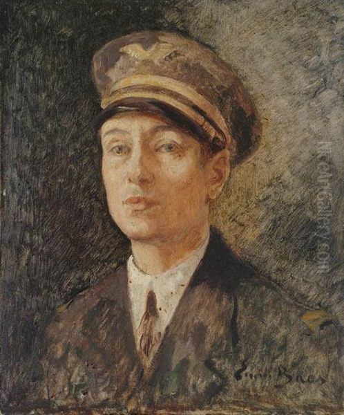 Portrait D'un Aviateur Oil Painting by Emile Baes