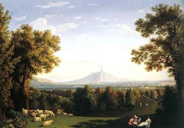 Landscape with the Palace of Caserta and Vesuvius Oil Painting by Jacob Philipp Hackert