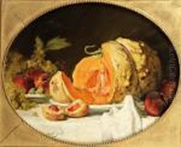 Nature Morte A La Citrouille Et Aux Fruits Oil Painting by Joseph Bail