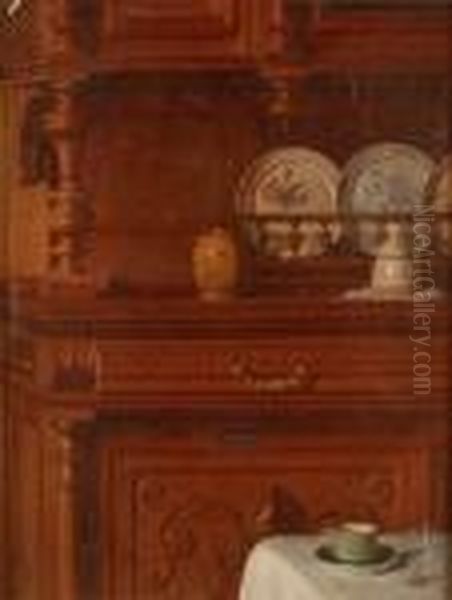 Interno Con Credenza E Maioliche Oil Painting by Joseph Bail