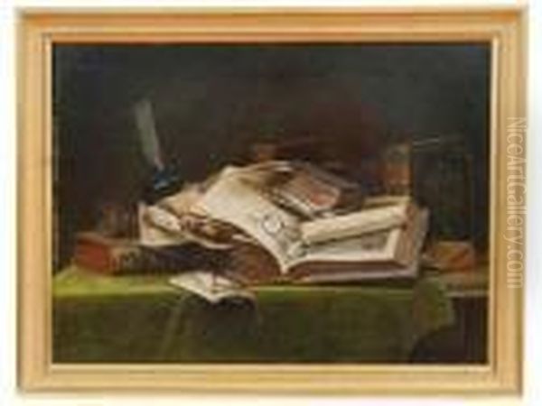 Nature Morte Du Bibliophile Oil Painting by Joseph Bail