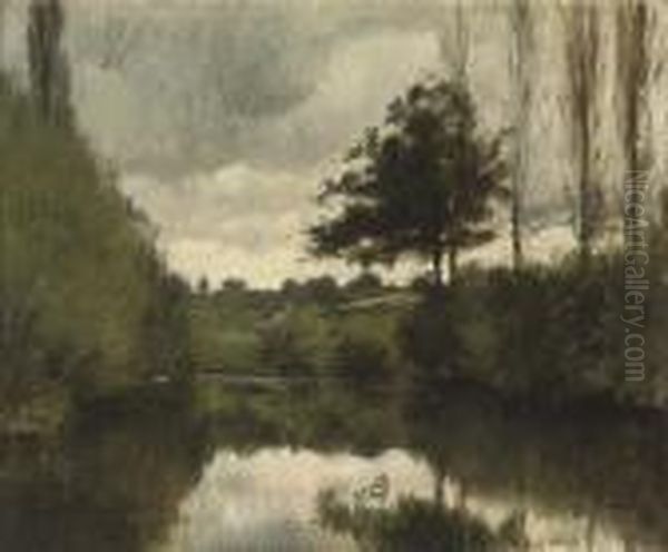 Paysage A La Riviere Oil Painting by Joseph Bail