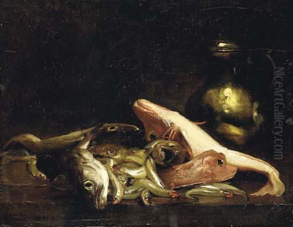 Nature Morte Aux Poissons Oil Painting by Joseph Bail