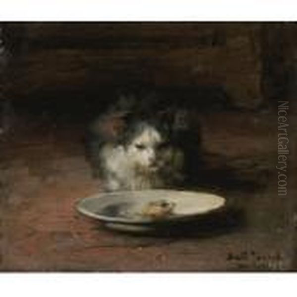 Cat's Repast Oil Painting by Joseph Bail