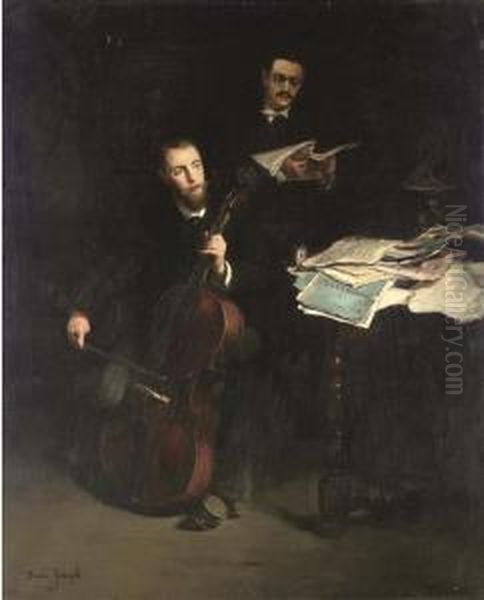 The Cellist Oil Painting by Joseph Bail