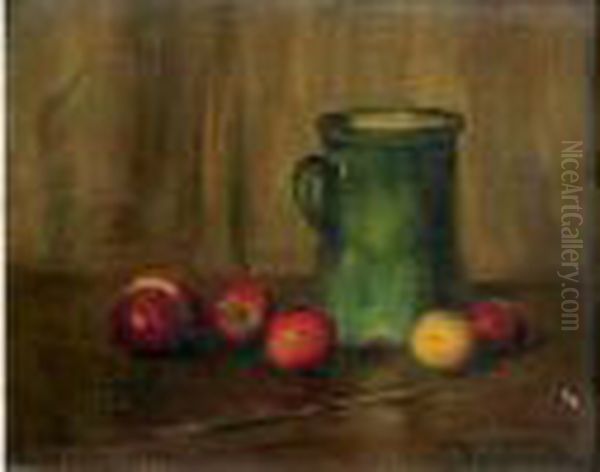 Nature Morte Au Pichet Vert Et Aux Pommes Oil Painting by Joseph Bail