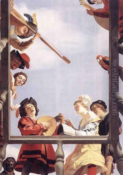 Musical Group on a Balcony 1622 Oil Painting by Gerrit Van Honthorst