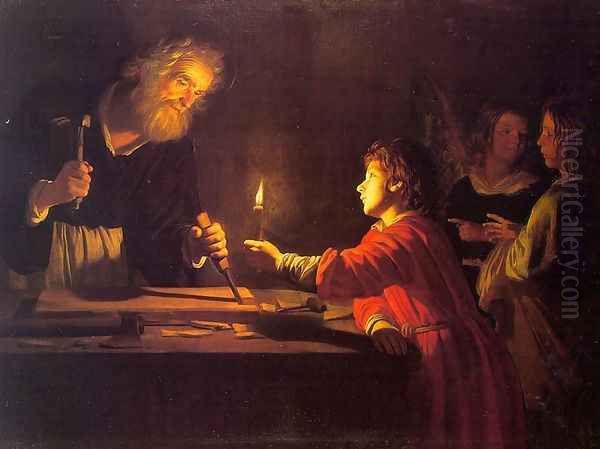 Childhood of Christ 1620 Oil Painting by Gerrit Van Honthorst