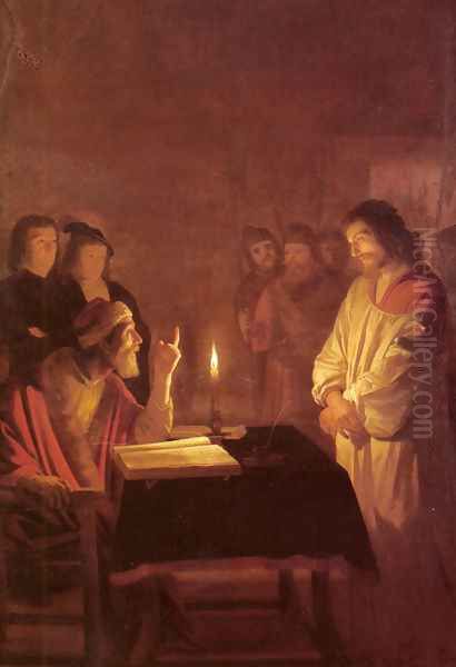 Christ before the High Priest c. 1617 Oil Painting by Gerrit Van Honthorst