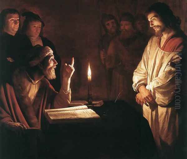 Christ before the High Priest (detail) c. 1617 Oil Painting by Gerrit Van Honthorst