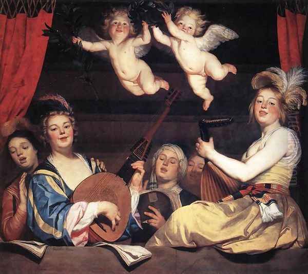 Concert on a Balcony 1624 Oil Painting by Gerrit Van Honthorst