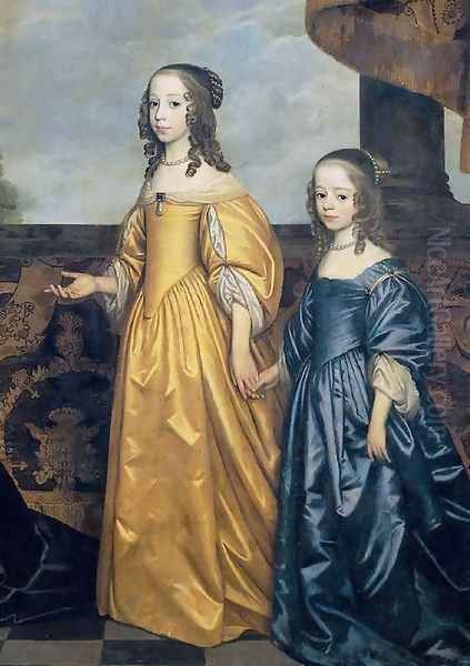 Frederick Henry, Prince of Orange, with His Wife and Daughters [detail #1] Oil Painting by Gerrit Van Honthorst