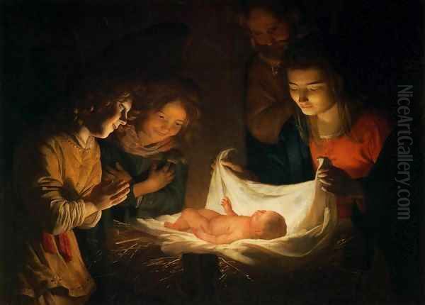 Adoration of the Child Oil Painting by Gerrit Van Honthorst