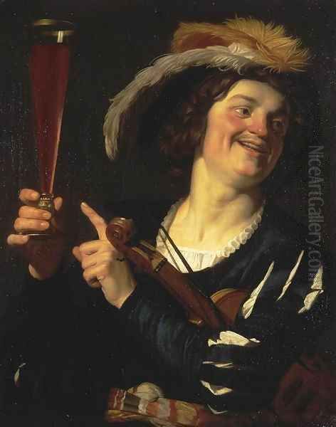 Convival Fellow Oil Painting by Gerrit Van Honthorst