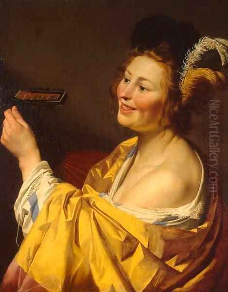 Lute Player Oil Painting by Gerrit Van Honthorst