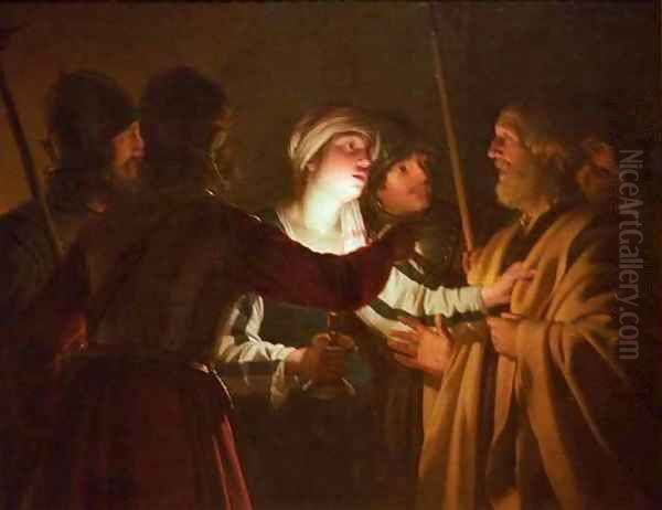 The Denial of St Peter Oil Painting by Gerrit Van Honthorst