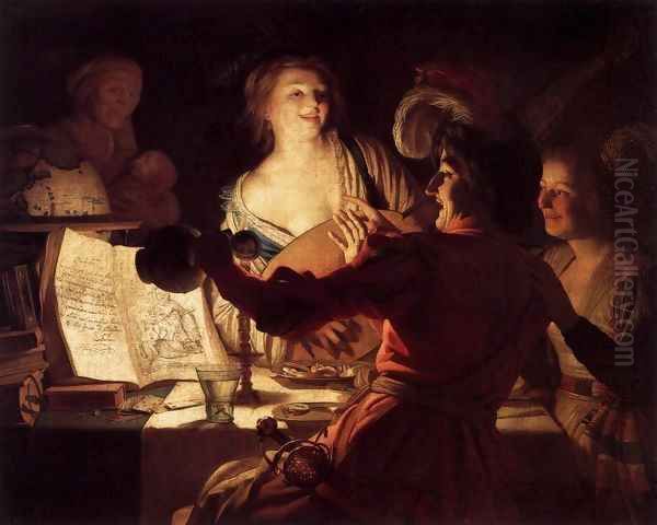 Merry Company Oil Painting by Gerrit Van Honthorst